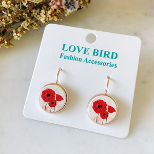 Round Poppy Wood Earrings