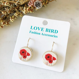 Round Poppy Wood Earrings