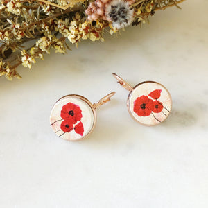 Round Poppy Wood Earrings