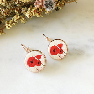 Round Poppy Wood Earrings