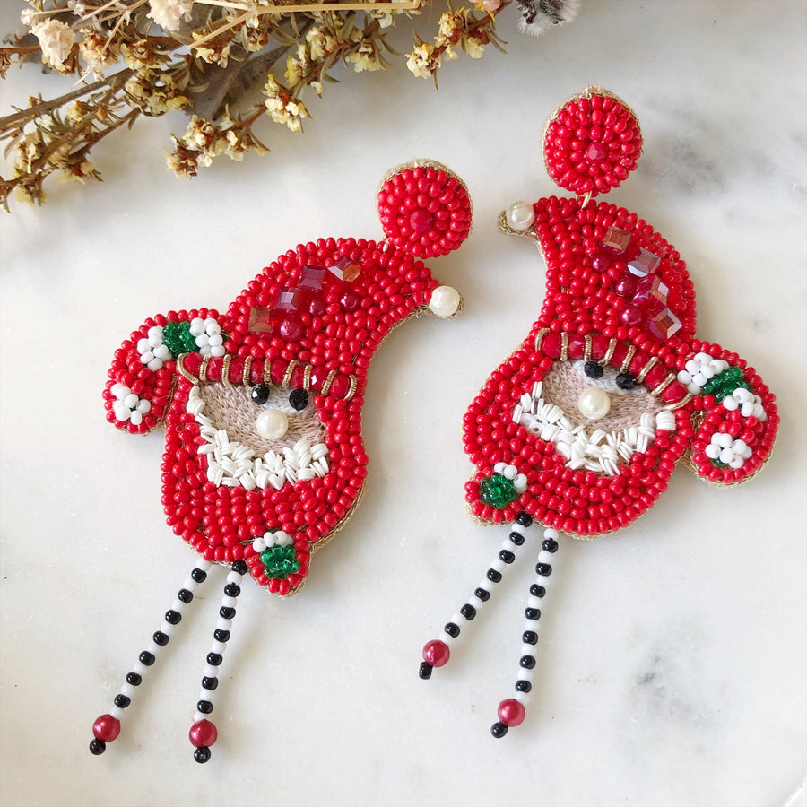 Santa Candy Cane Christmas Earrings