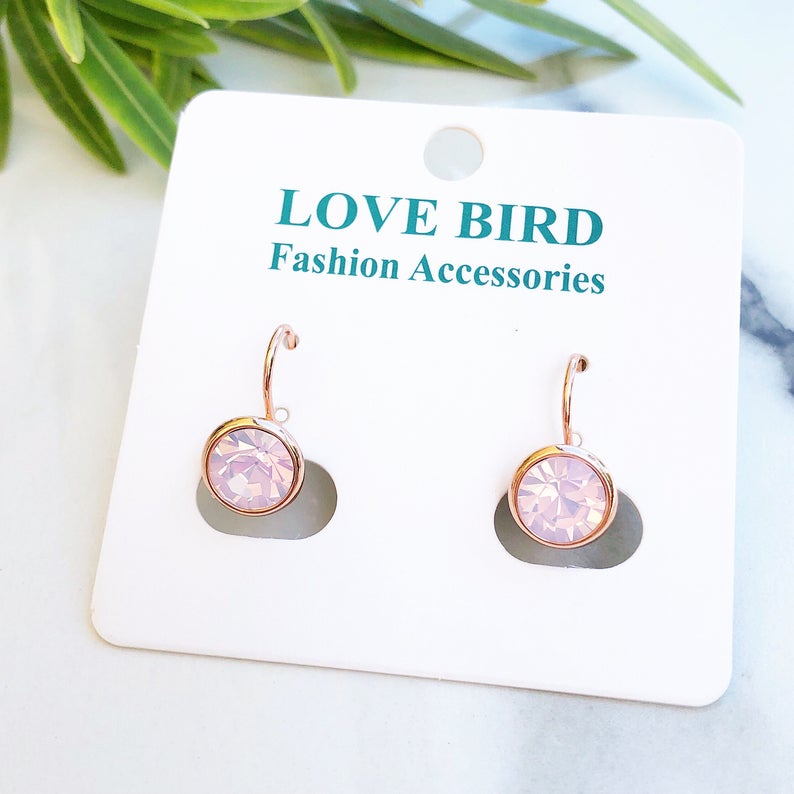 Crystal Earrings - Pink/Rose Gold