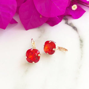Square Rose Gold Earrings - Red