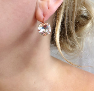 Square Rose Gold Earrings - Clear