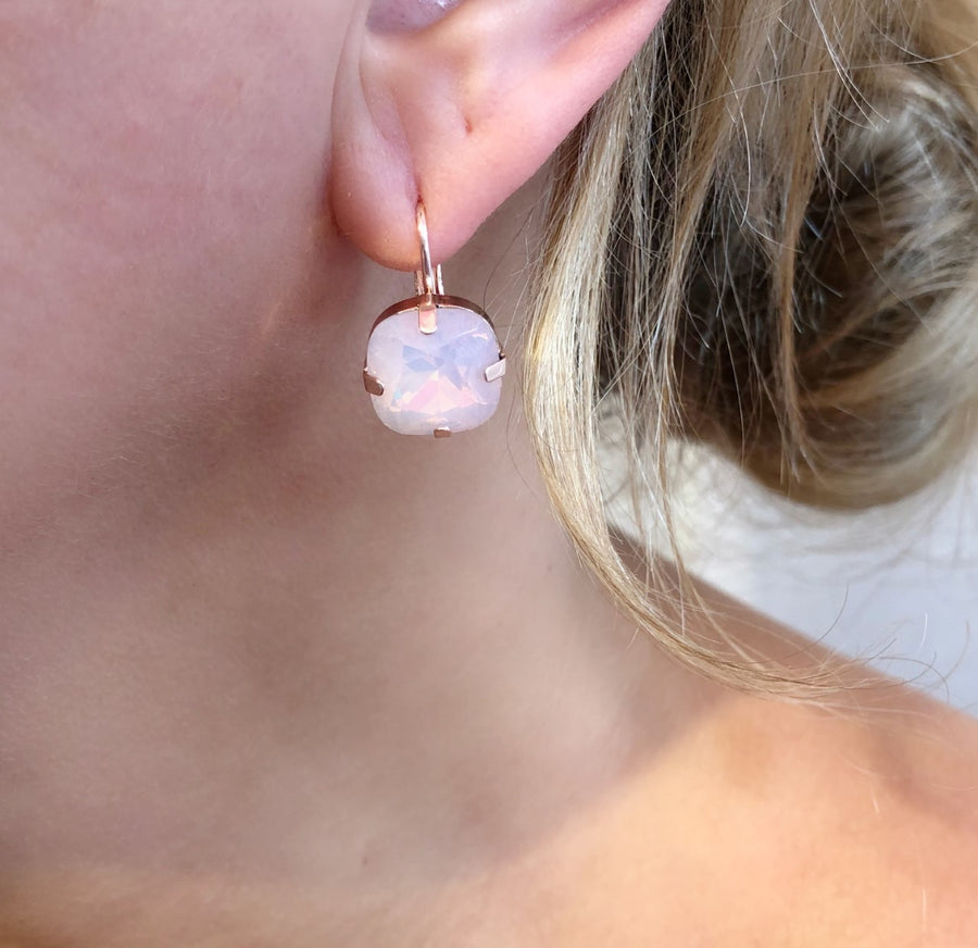 Square Rose Gold Earrings - Pink