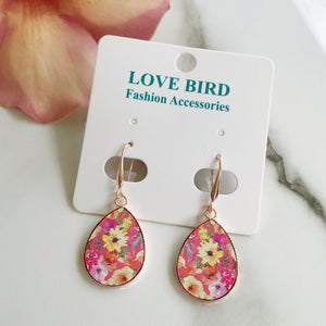 Watercolour Flower earrings, wooden earrings, handmade earrings, flower earrings