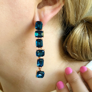 Blue Long Crystal Earrings