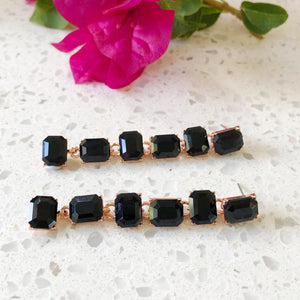 Black Long Crystal Earrings