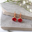 Load image into Gallery viewer, rose gold red crystal leverback earrings wholesale
