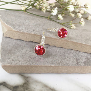 Crystal Earrings - Silver/Coral