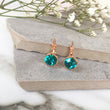 Load image into Gallery viewer, Crystal Earrings - Rose Gold/Teal
