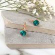 Load image into Gallery viewer, Crystal Earrings - Rose Gold/Teal
