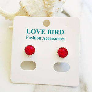 Light Red Crystal Stud Earrings