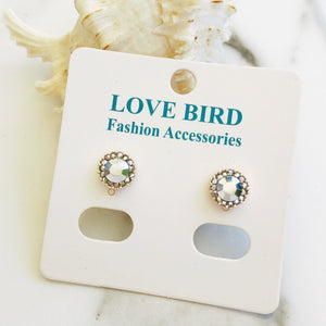 Grey Crystal Stud Earrings