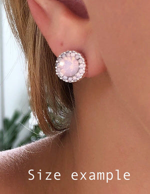Stud Earrings, Crystal Studs, Crystal Earrings, Pink Earrings, Pink Crystal Studs, Small Round Earrings, Bridesmaid Earrings, Silver Studs