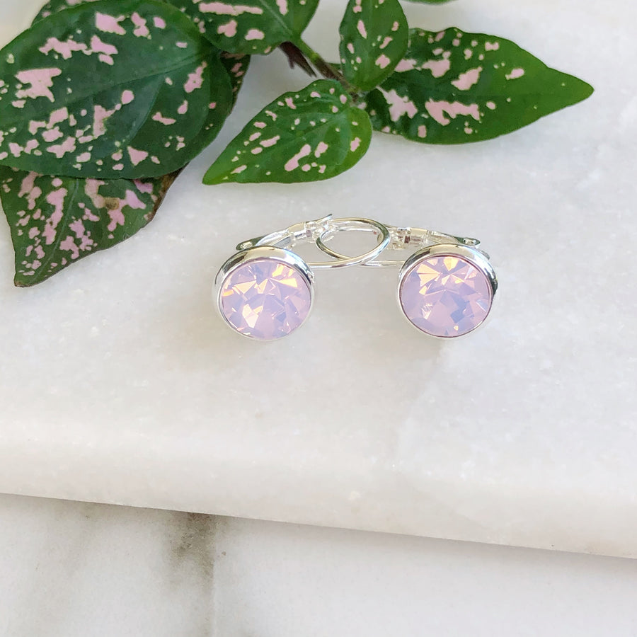 Crystal Earrings - Silver/Pink Opal