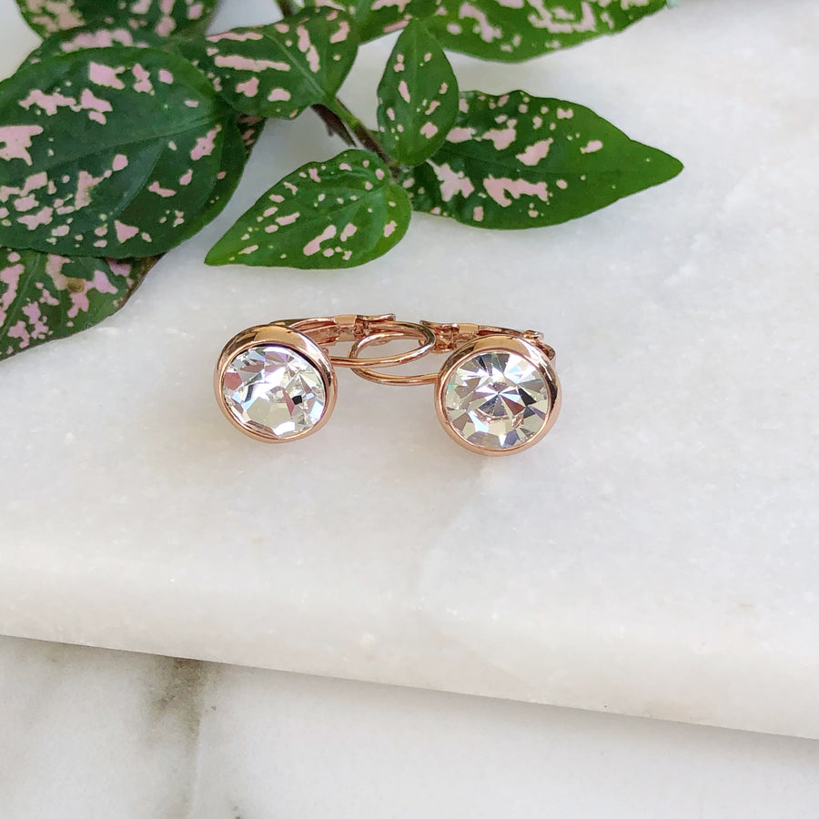 Clear Crystal Rose Gold Earrings