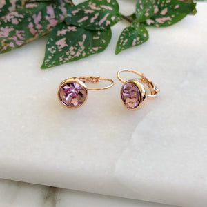 Crystal Earrings - Rose Gold/Light Amethyst