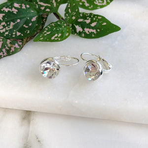 Clear Crystal Silver leverback earrings