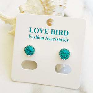 Teal Crystal Stud Earrings