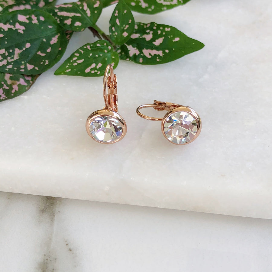 Clear Crystal Rose Gold Earrings