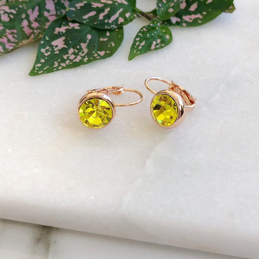 Crystal Earrings Rose Gold/Citrine
