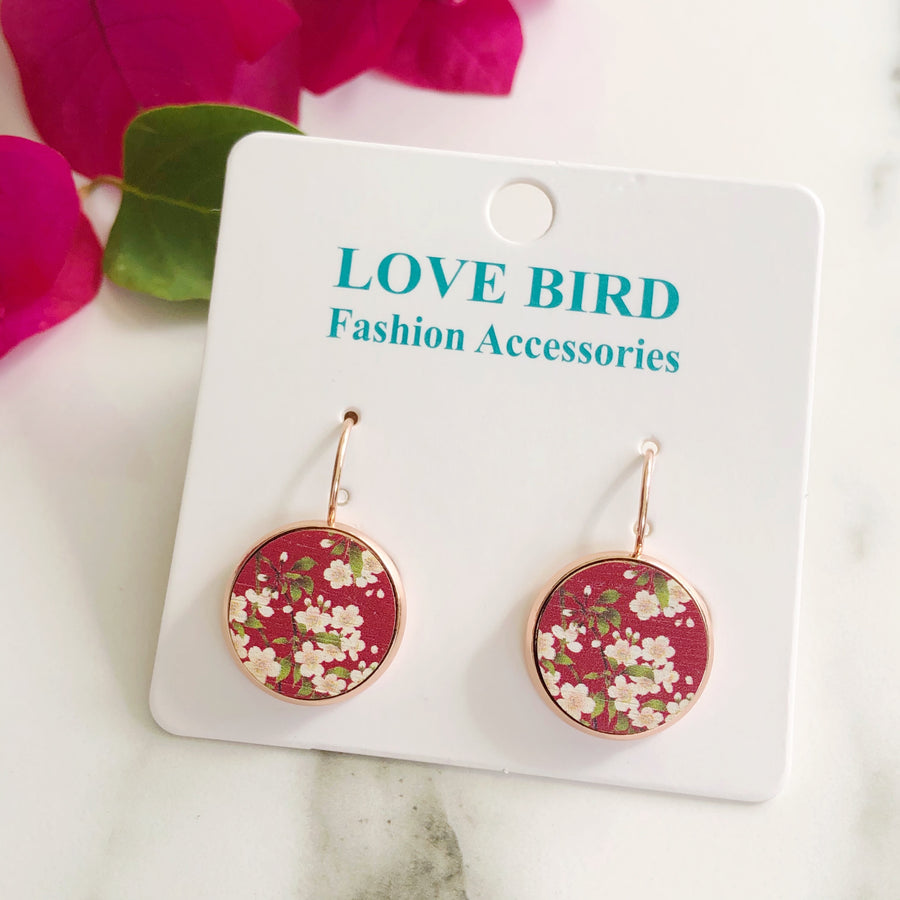 Red Cherry Blossom Earrings