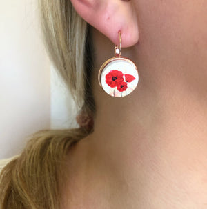 Round Poppy Wood Earrings