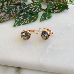 Grey Crystal Rose Gold Earrings