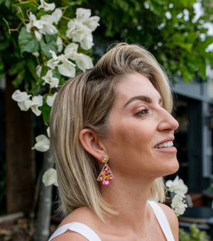 Multicolour Beaded Crystal Earrings