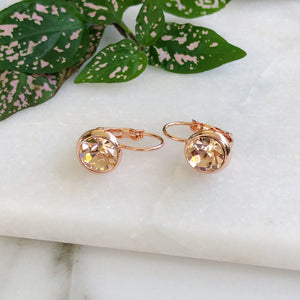 Peach Crystal Rose Gold Earrings